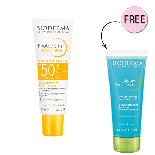 Bioderma Photoderm Aquafluid Dry Touch Spf 50+ 40ml + Free Sebium Gel 100ml