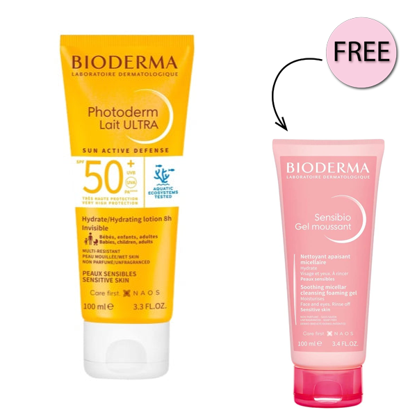 Bioderma Photoderm Lait Ultra SPF50+ 100ml + Free Sensibio Gel Moussant 100 Ml