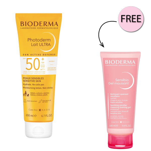 Bioderma Photoderm Lait Ultra SPF50+ 200ml + Free Sensibio Gel Moussant 100 Ml