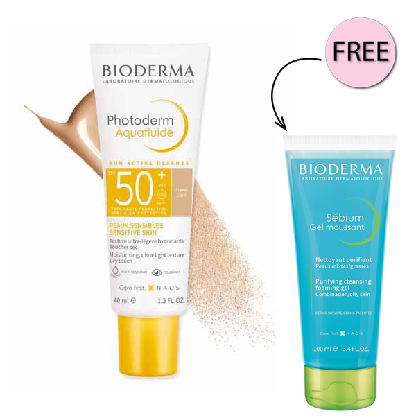 Bioderma Photoderm Tinted Aquafluide SPF50+ - Light + Free Sebium Gel 100ml