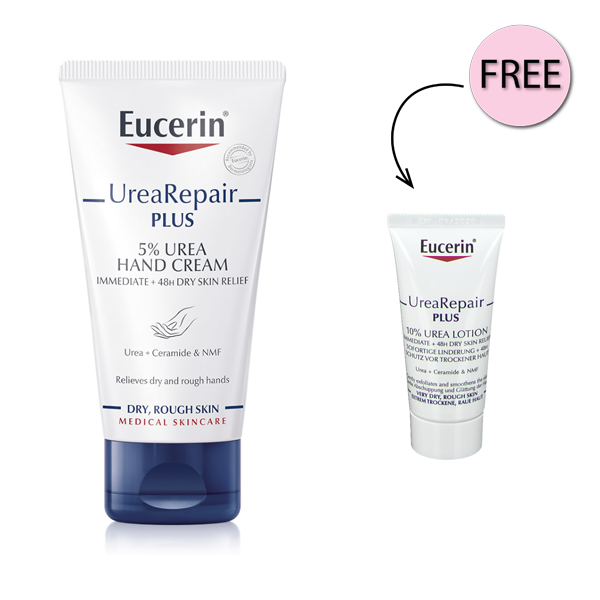 Eucerin Urea Repair Plus 5% Urea Hand Cream 75ml + Free 10% Urea Lotion 20ml